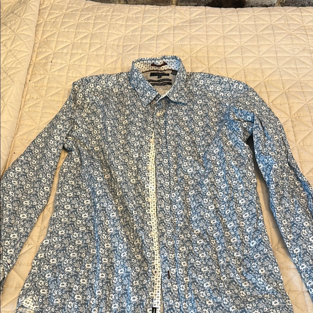 Ted Baker London Blue Floral Dress Shirt